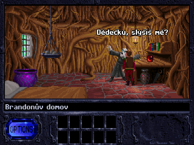Brandon nachází dědečka proměněného v kámen.